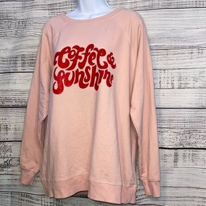 WILDFOX Coffee & Sunshine Pink Sweatshirt | Size Medium